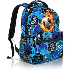 Teen Cool Soccer Backpack Blue Preschool School Backpack for Boy Girl Backpacks for Middle School Boys Girls Football Backpack for Kids Toddler Soccer Bag Backpack for School Middle School Boys Girls