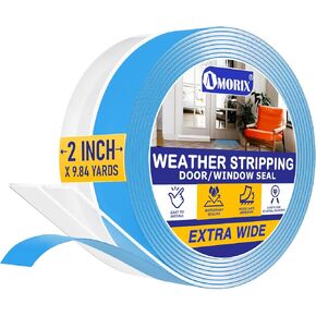 Weather Stripping Door Draft Stopper Door Bottom Seal Strip for House and Glass Shower, 9.8FT(L) x 2in(W) Silicone Door Sweep for Gaps of Doors and Windows, Weatherproof Soundproof (Transparent)