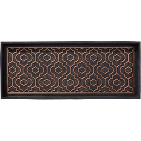 HF by LT Mandala Premium Rubber Boot Tray, 34 x 14 inches, Heavy Duty Vulcanized Rubber Design, One-Piece Seamless Construction, Year Round Use Indoors/Outdoors, Black with Brushed Brass in Saudi Arabia