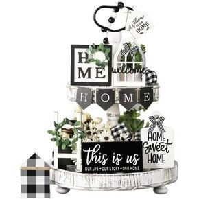 11PCS Farmery Tiered Tray Decoration Kit Accessories, Wood Beads and Artificial Plant Accessories for Rustic Kitchen Home Decoration and Living and Dining Room Decoration Kits