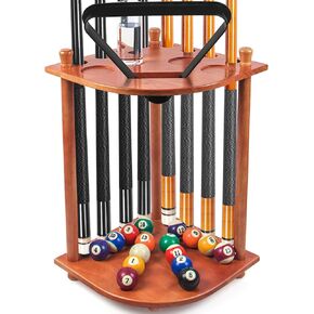 aklot تجمع جديلة الرف، رفوف البلياردو جديلة مع عدادات النتيجة حامل عصا تجمع ث / حامل الشراب، يحمل 8 العصي ومجموعة كاملة من كرات البلياردو in Kuwait