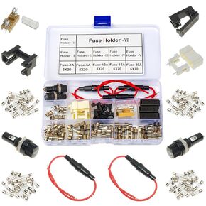 Fuses & Fuse Holders 5X20mm 250V Assortment Kit, 1A/5A/10A/15A/20A F1AL250V F5AL250V F10AL250V F15AL250V F20AL250V Quick Blow Glass Tube Fuse Fast-Blow Glass Cartridge Fuses DIY Kit