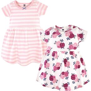 Hudson Baby Baby Girls Cotton Dresses, Tiny Pink Flower, 18-24 Months