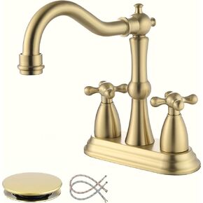 Oil Rubbed Bronze Bathroom Faucet 2 Hole, 4 Inch Centerset Antique Bathroom Faucet with Pop Up Drain and Supply Hose, Modern Bathroom Faucet Vanity Faucet, SE-0038-ORB