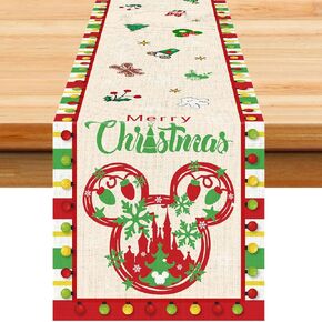 Christmas Table Runner Red Mouse Christmas Table Runners 72 inches Long Seasonal Winter Holiday Kitchen Dining Table Decoration for Christmas Home Party Decor Indoor Outdoor