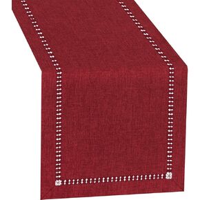 Grelucgo Handmade Hemstitched Polyester Rectangle Table Runners Dresser Scarves, Cranberry 14x72 inch
