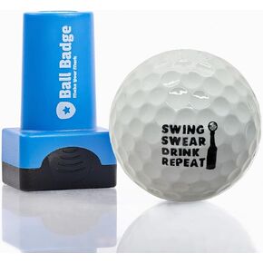 Ball Badge - Golf Ball Stamp, Self-Inking Golf Ball Stamper, Golf Ball Marker, Reusable Golf Ball Marking Tool to Identify Golf Balls - (Swing Swear Drink Repeat)