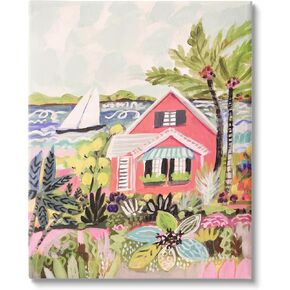 Stupell Industries Tropical Cottage Scenery Canvas Wall Art by Karen Fields