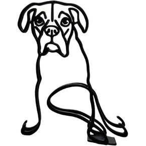 Pug Dog Line Art Sculpture Decor Geometric Metal Line Crafts Gifts for Dog Lover Animal Home Household Decorations Small Size(A)
