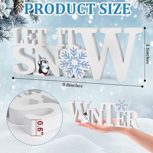 قطعتان من ديكورات الشتاء لعيد الميلاد في الأماكن المغلقة، خشبية دعها ثلج على سطح الطاولة، قطعة مركزية لطاولة الشتاء، ديكور أرض العجائب الشتوية، ندفة الثلج، زينة عيد الميلاد لحفلة صينية متدرجة مجمدة (أبيض) in Kuwait