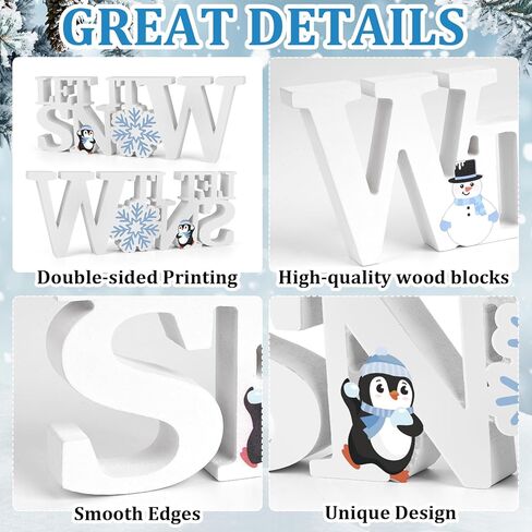 قطعتان من ديكورات الشتاء لعيد الميلاد في الأماكن المغلقة، خشبية دعها ثلج على سطح الطاولة، قطعة مركزية لطاولة الشتاء، ديكور أرض العجائب الشتوية، ندفة الثلج، زينة عيد الميلاد لحفلة صينية متدرجة مجمدة (أبيض) in Kuwait