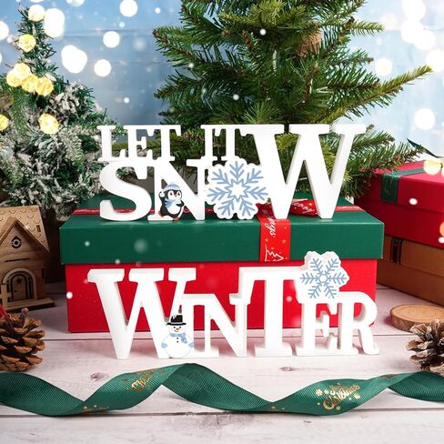 قطعتان من ديكورات الشتاء لعيد الميلاد في الأماكن المغلقة، خشبية دعها ثلج على سطح الطاولة، قطعة مركزية لطاولة الشتاء، ديكور أرض العجائب الشتوية، ندفة الثلج، زينة عيد الميلاد لحفلة صينية متدرجة مجمدة (أبيض) in Kuwait