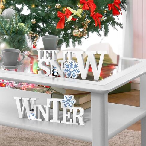 قطعتان من ديكورات الشتاء لعيد الميلاد في الأماكن المغلقة، خشبية دعها ثلج على سطح الطاولة، قطعة مركزية لطاولة الشتاء، ديكور أرض العجائب الشتوية، ندفة الثلج، زينة عيد الميلاد لحفلة صينية متدرجة مجمدة (أبيض) in Kuwait