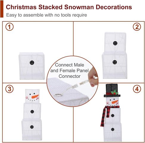 Christmas Stacked Snowman Decorations, 3 Fit Pre-Lit Snowman with 75 LEDs Light Up Christmas Night, Christmas Decoration Suitable for Indoor, Outdoor, Courtyard, Garden in Saudi Arabia