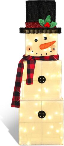 Christmas Stacked Snowman Decorations, 3 Fit Pre-Lit Snowman with 75 LEDs Light Up Christmas Night, Christmas Decoration Suitable for Indoor, Outdoor, Courtyard, Garden in Saudi Arabia