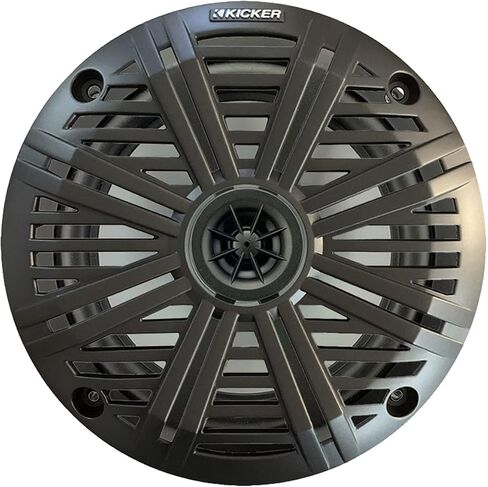 Kicker KMC2 Weather-Resistant Marine Gauge Style Bluetooth USB Receiver with 6.5" 2-Way 195W Max Coaxial Boat Speakers with Silver Grilles (Qty 2), 50-Ft 16-Gauge Wire, 22" Antenna in Saudi Arabia