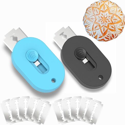 2Pcs Magnetic Bread Lame Dough Scoring Tool,Push-Pull Design, Professional Sourdough Scoring Tool for Sourdough Bread Baking & Making Contain 10 Razor Blades (Black&Blue) in Saudi Arabia