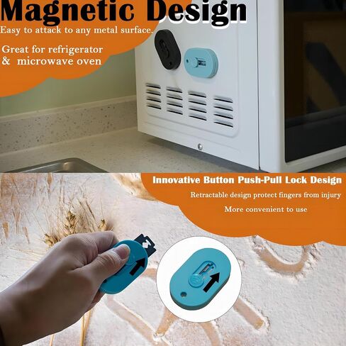 2Pcs Magnetic Bread Lame Dough Scoring Tool,Push-Pull Design, Professional Sourdough Scoring Tool for Sourdough Bread Baking & Making Contain 10 Razor Blades (Black&Blue) in Saudi Arabia