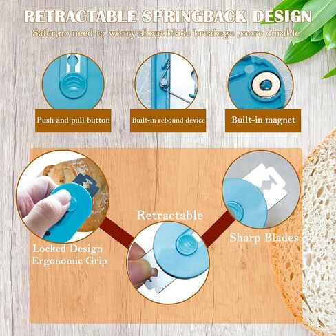 2Pcs Magnetic Bread Lame Dough Scoring Tool,Push-Pull Design, Professional Sourdough Scoring Tool for Sourdough Bread Baking & Making Contain 10 Razor Blades (Black&Blue) in Saudi Arabia