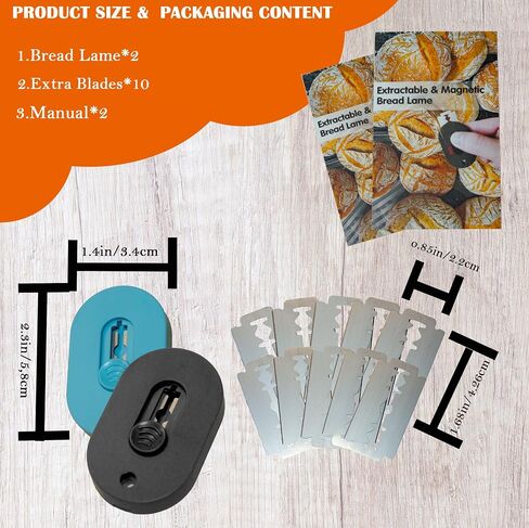 2Pcs Magnetic Bread Lame Dough Scoring Tool,Push-Pull Design, Professional Sourdough Scoring Tool for Sourdough Bread Baking & Making Contain 10 Razor Blades (Black&Blue) in Saudi Arabia