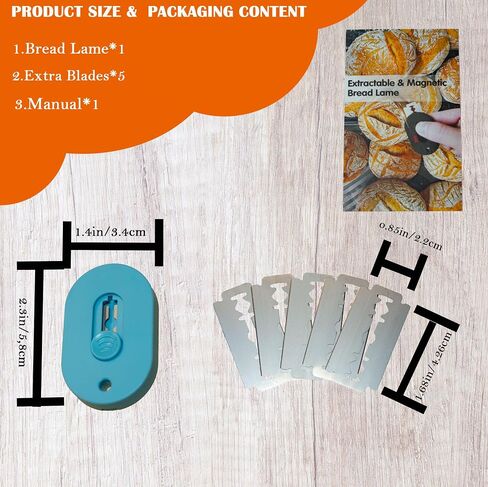 2Pcs Magnetic Bread Lame Dough Scoring Tool,Push-Pull Design, Professional Sourdough Scoring Tool for Sourdough Bread Baking & Making Contain 10 Razor Blades (Black&Blue) in Saudi Arabia
