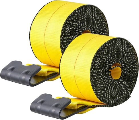 4" x 30' Winch Straps for Flatbed Trailer with Flat Hooks | Grey Heavy Duty Tie Down Strap w/Flat Hooks | 5,400 Lbs WLL Cargo Control Accessories for Gooseneck Trailers & Tow Trucks, 1 Pack in Kuwait