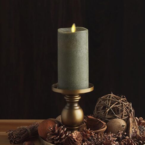 Luminara Flameless Candle LED Pillar Fresh Mint Chalky Linen Finish - Real Wax Melted Top Unscented, Remote Ready, Timer (3 x 4.5 inch) in Saudi Arabia