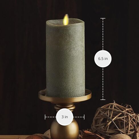 Luminara Flameless Candle LED Pillar Fresh Mint Chalky Linen Finish - Real Wax Melted Top Unscented, Remote Ready, Timer (3 x 4.5 inch) in Saudi Arabia