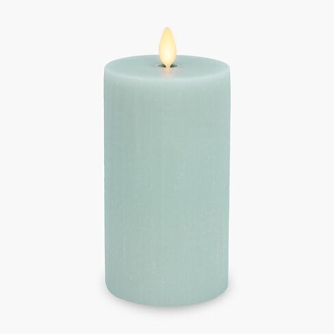 Luminara Flameless Candle LED Pillar Fresh Mint Chalky Linen Finish - Real Wax Melted Top Unscented, Remote Ready, Timer (3 x 4.5 inch) in Saudi Arabia