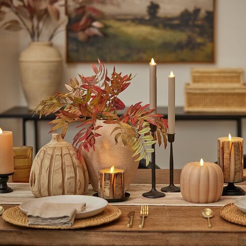 Luminara Flameless Candle LED Pillar Fresh Mint Chalky Linen Finish - Real Wax Melted Top Unscented, Remote Ready, Timer (3 x 4.5 inch) in Kuwait