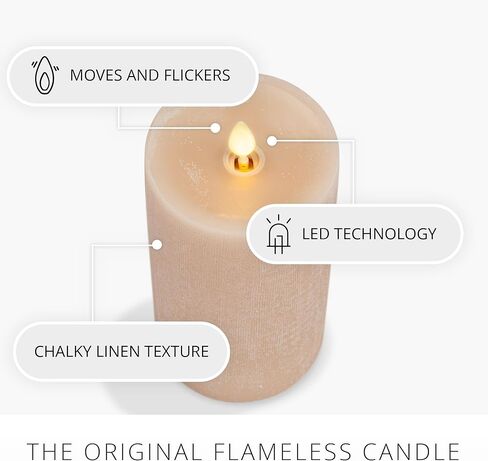 Luminara Flameless Candle LED Pillar Fresh Mint Chalky Linen Finish - Real Wax Melted Top Unscented, Remote Ready, Timer (3 x 4.5 inch) in Kuwait