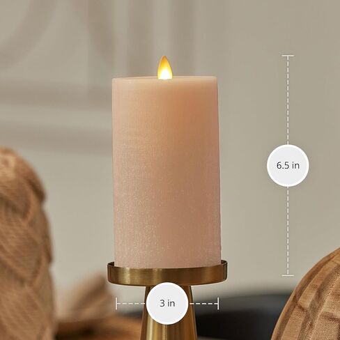 Luminara Flameless Candle LED Pillar Fresh Mint Chalky Linen Finish - Real Wax Melted Top Unscented, Remote Ready, Timer (3 x 4.5 inch) in Kuwait