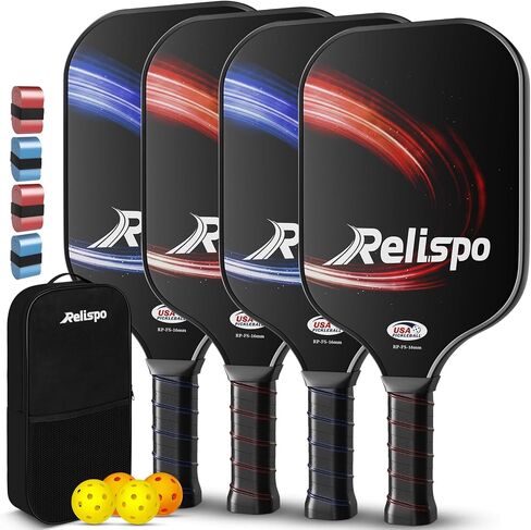 Pickleball Paddles Set of 2/4, USAPA Approved Pickleball Set Fiberglass Surface Honeycomb Core Pickleball Rackets with 4 Indoor & Outdoor Balls Carry Bag & Grip Tapes, Gifts for Beginners & Pros in Saudi Arabia