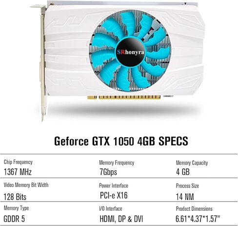 بطاقة رسومات الألعاب GeForce GTX 1050Ti سعة 4 جيجابايت GDDR5 128 بت PCIe 3.0 x16 منفذ عرض يعمل بالحافلة 1.4 منافذ HDMI 2.0 DVI in Kuwait