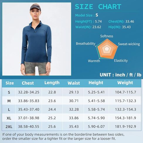 قمصان نسائية حرارية بسحاب ربعي وأكمام طويلة من الصوف للتمرين وطبقة أساسية للطقس البارد والجري والتزلج والجولف in Kuwait