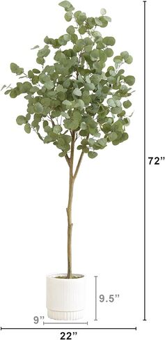 Nearly Natural 6ft. Artificial Eucalyptus Tree with White Decorative Planter in Saudi Arabia