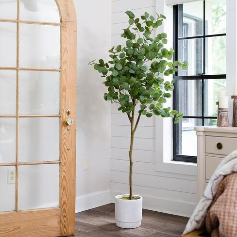 Nearly Natural 6ft. Artificial Eucalyptus Tree with White Decorative Planter in Saudi Arabia
