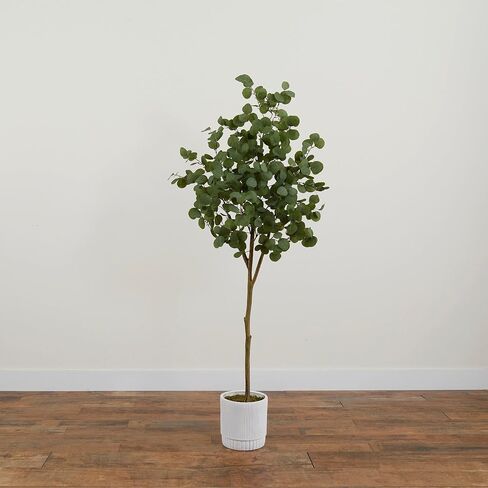 Nearly Natural 6ft. Artificial Eucalyptus Tree with White Decorative Planter in Saudi Arabia
