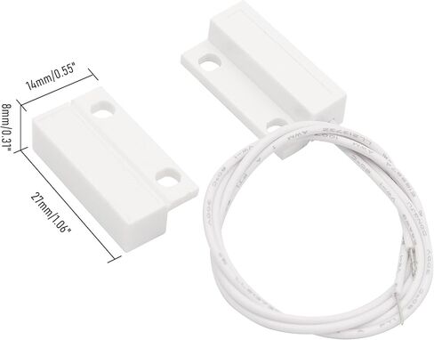 2Pcs Magnetic Reed Switch Wired Surface Mount Normally Open NO Contact Sensor Alarm Magnetic Door Switch with 2 Wires, ABS, MC-38 in Kuwait