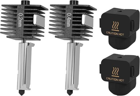 2PCS A1 Mini Hotend Kit, 3D Printer Assembled Print Head Extruder Hot End Kit Replacement Heating Block with 0.2mm and 0.4mm Hardened Steel Nozzle and Silicone Cover for Bambu Lab A1 / A1 Mini in Kuwait