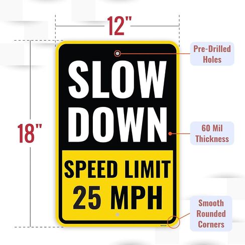 2PC 10 Mph Speed Limit Sign, 18 x 12 Inches - Aluminum - 10Mph Slow Down Safety Signs For Neighborhoods Street in Saudi Arabia