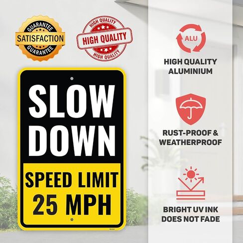 2PC 10 Mph Speed Limit Sign, 18 x 12 Inches - Aluminum - 10Mph Slow Down Safety Signs For Neighborhoods Street in Saudi Arabia