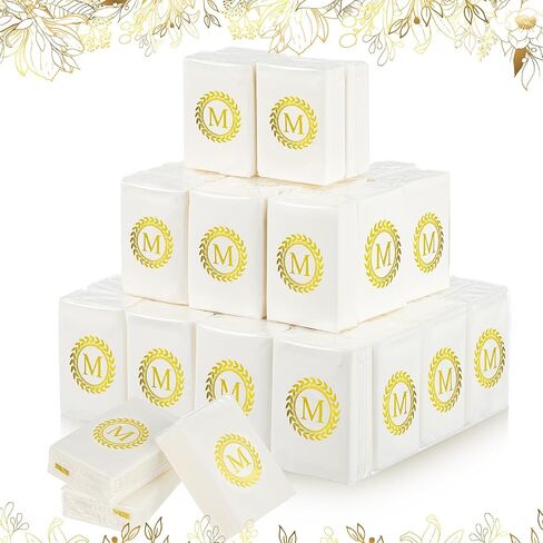 100 Pack Monogrammed Pocket Tissues Packs Gold Letter Facial Tissues Items for Guests Mini Travel Size 3 Ply Tissues Bulk for Wedding Party Favors Graduation Celebration Travelling (Letter B) in Saudi Arabia