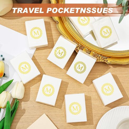 100 Pack Monogrammed Pocket Tissues Packs Gold Letter Facial Tissues Items for Guests Mini Travel Size 3 Ply Tissues Bulk for Wedding Party Favors Graduation Celebration Travelling (Letter B) in Saudi Arabia