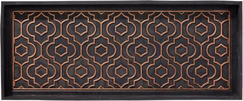 HF من LT Mandala علبة أحذية مطاطية ممتازة، 34 × 14 بوصة، تصميم مطاطي مبركن شديد التحمل، بناء سلس من قطعة واحدة، استخدام على مدار العام في الداخل/الخارج، أسود مع نحاس مصقول in Saudi Arabia