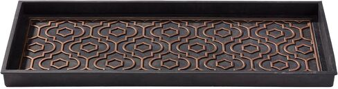 HF من LT Mandala علبة أحذية مطاطية ممتازة، 34 × 14 بوصة، تصميم مطاطي مبركن شديد التحمل، بناء سلس من قطعة واحدة، استخدام على مدار العام في الداخل/الخارج، أسود مع نحاس مصقول in Saudi Arabia