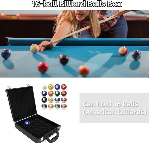 Portable Billiard Pool Ball Carrying Case Box, Snooker Billiard Balls Storage Box Pool Carrying Case Accessory, Pool Balls Carrying Case with Handle for One Set of Billiard Balls in Kuwait