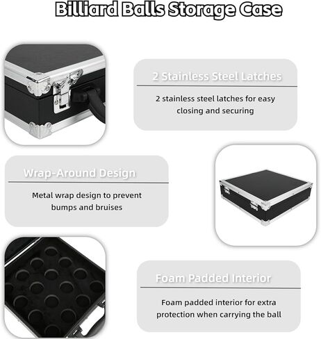 Portable Billiard Pool Ball Carrying Case Box, Snooker Billiard Balls Storage Box Pool Carrying Case Accessory, Pool Balls Carrying Case with Handle for One Set of Billiard Balls in Kuwait