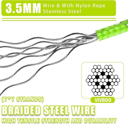 3.5MM Security Steel Cable 4/6/10/15FT Lengths Bike Lock Cable, Cable Rope, Stainless Steel Cable with Loops for Safety and Security in Saudi Arabia