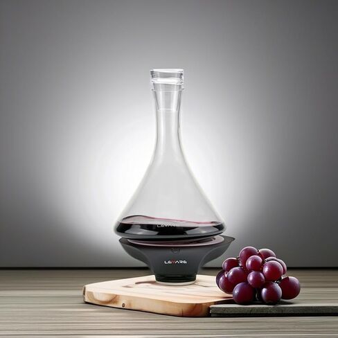 LEVARE Electric Aerator and Glass Decanter Set, Smart Swirl Aerating Base Ages Wine in Minutes, Premium Aeration for Sommeliers, Wine Enthusiasts (Holiday Red) in Kuwait